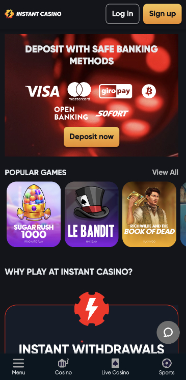 instant casino na telefon